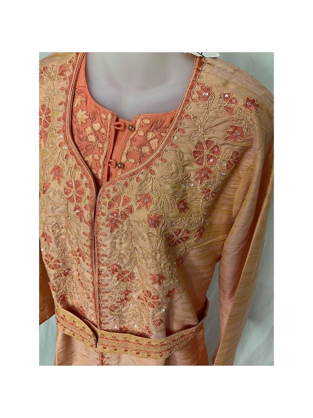 NWOT Kashkha Versatile style two-piece jalabiya Indian wedding outfit orange - Picture 3 of 10